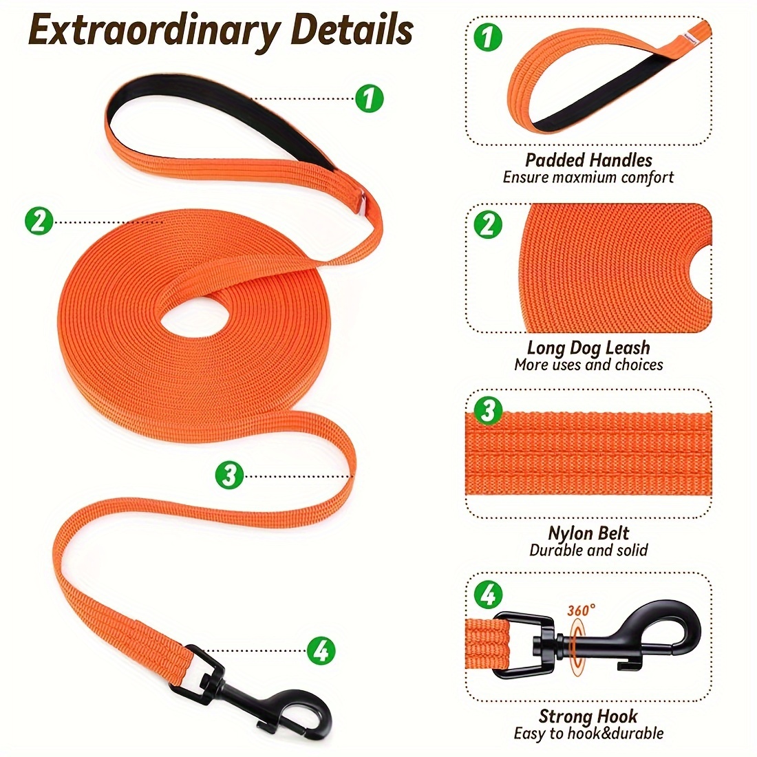 dog leashes made nylon webbing in lengths 15 feet - Temu