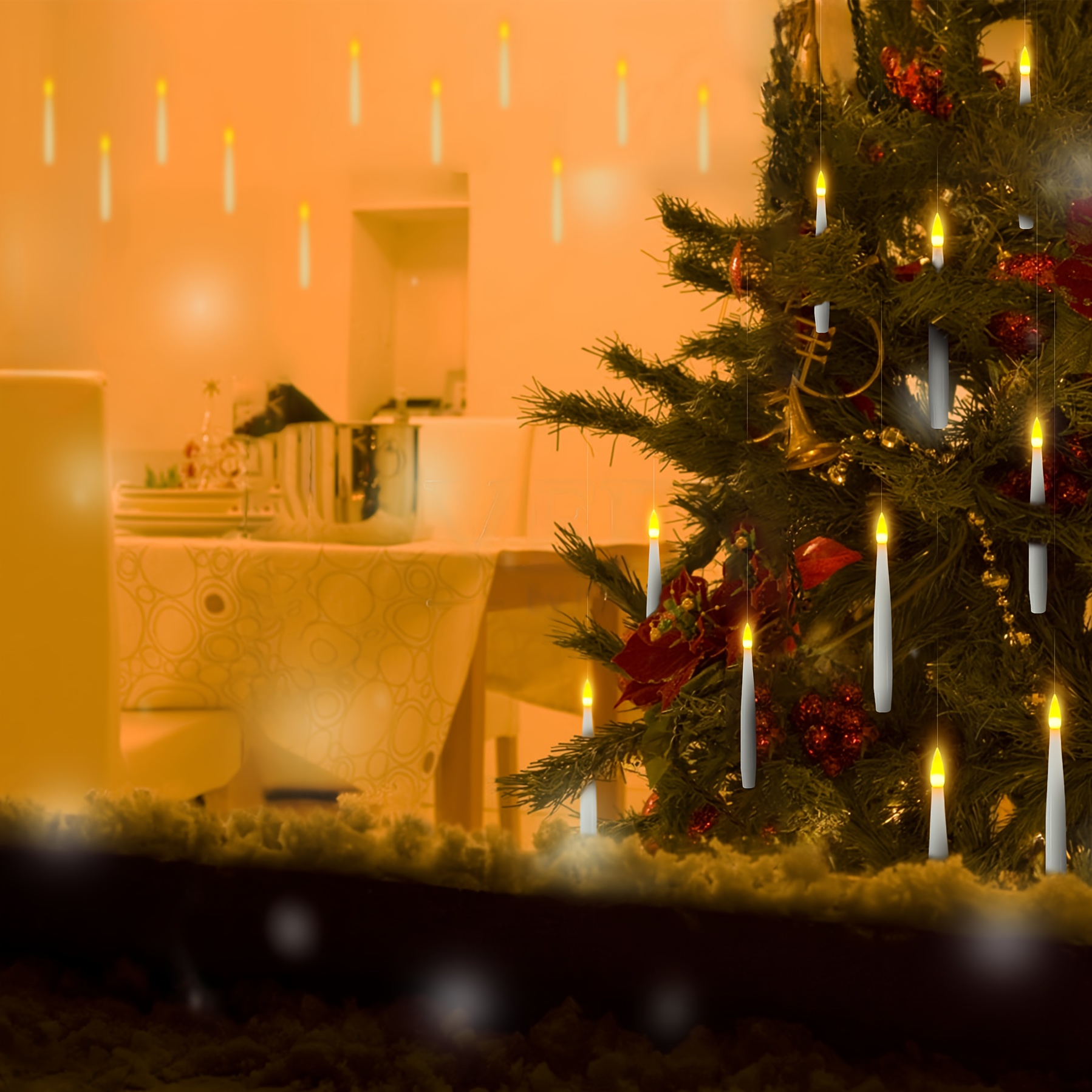 Bougie LED, Lot de 12 bougies magiques à suspendre avec baguette, bougies  flottantes, lumières chaudes vacillantes, sans flamme pour Pour Halloween,  Noël, décoration d'intérieur, fête de mariage : : Luminaires et  Éclairage