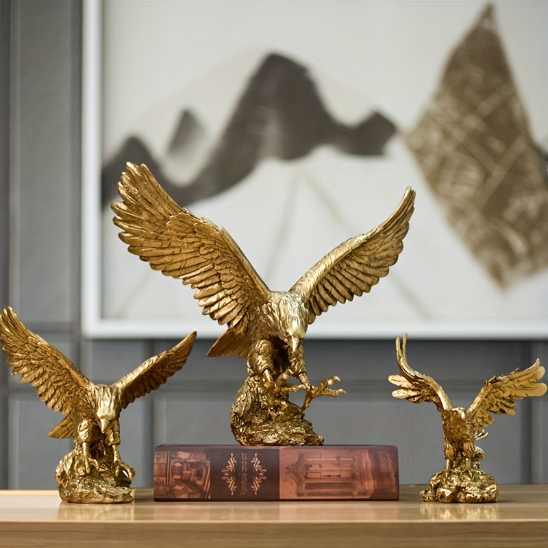 Oiseau porte-bonheur-A - Sculpture Nordique Décorative en Céramique Dorée,  Statue Moderne d'Nikde Maison, Sal