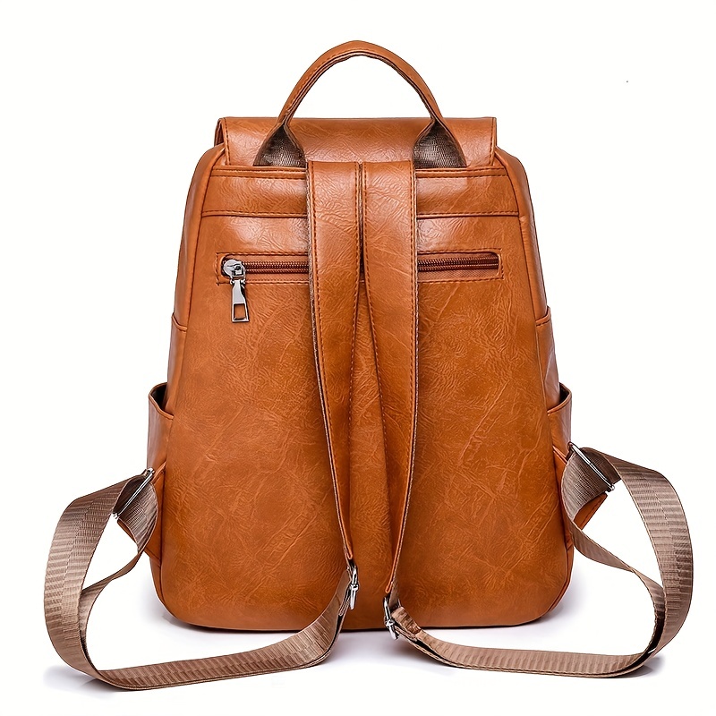 Fashion Embossed Pu Leather Backpack, Simple Casual Versatile Women's Bag,  Perfect For Travel And Daily Use, Simple Solid Color Pu Leather Women's  Backpack - Temu