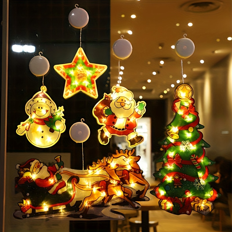 TOPJOWGA Fenêtre Noël Lumière, Guirlande Lumineuse Fenêtre Noël Decoration,  Lumières de Noël Decoration, Lumières de Noël Suspendues 3D avec Ventouse