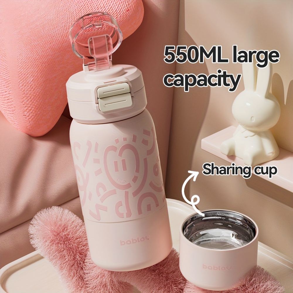 550 ML Creative Stainless Steel Thermos Bottle With Straw Lid Cute