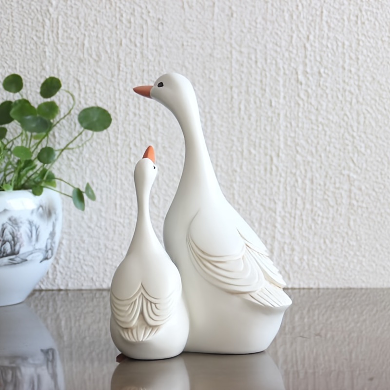 1 Pair Mother Duck and Baby Duck Statue for Patio, Lawn, Yard, Office and Home