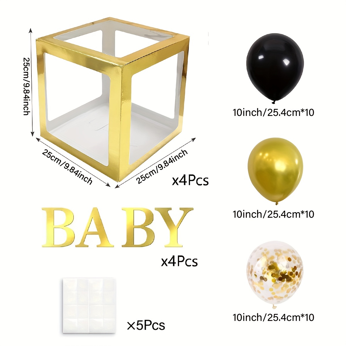 4pcs Caja Globos Transparente Blanca Cajas Bebé Letras Baby - Temu