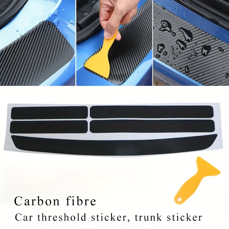4D Carbon Fiber Stickers For Car Doorsills, 5-piece Set, Door Anti Scratch  Strip, Anti Kick Sticker, Trunk Anti Scratch Sticker, Universal