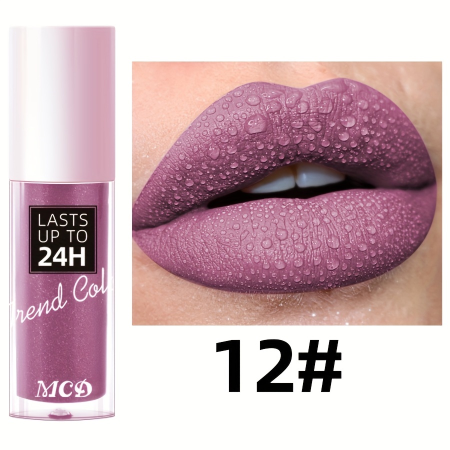 Image of Lasting Lip Glaze Lip Mud High Display Lipstick Lipsticks Lip Oil Lip Gloss Black Green White Glossy Highlighter Rose Brown Purple Dark Purple