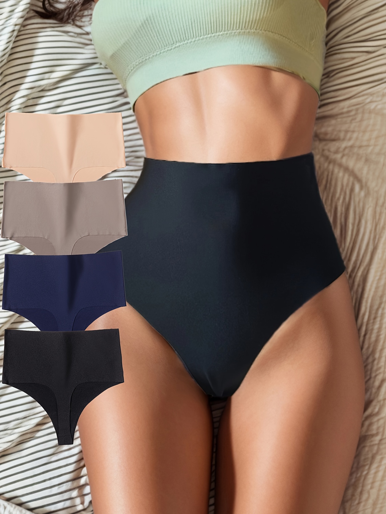 High Waisted Thongs Women Tummy Control Underwear Soft Nylon - Temu