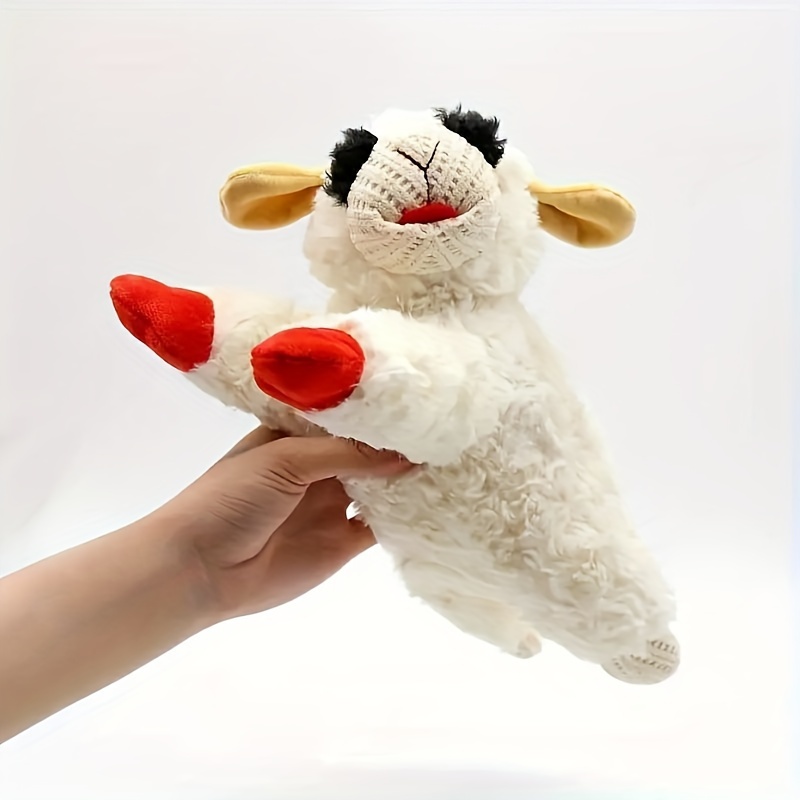 1pc sheep design pet grinding teeth squeaky plush toy durable chew toy for dog interactive supply 3