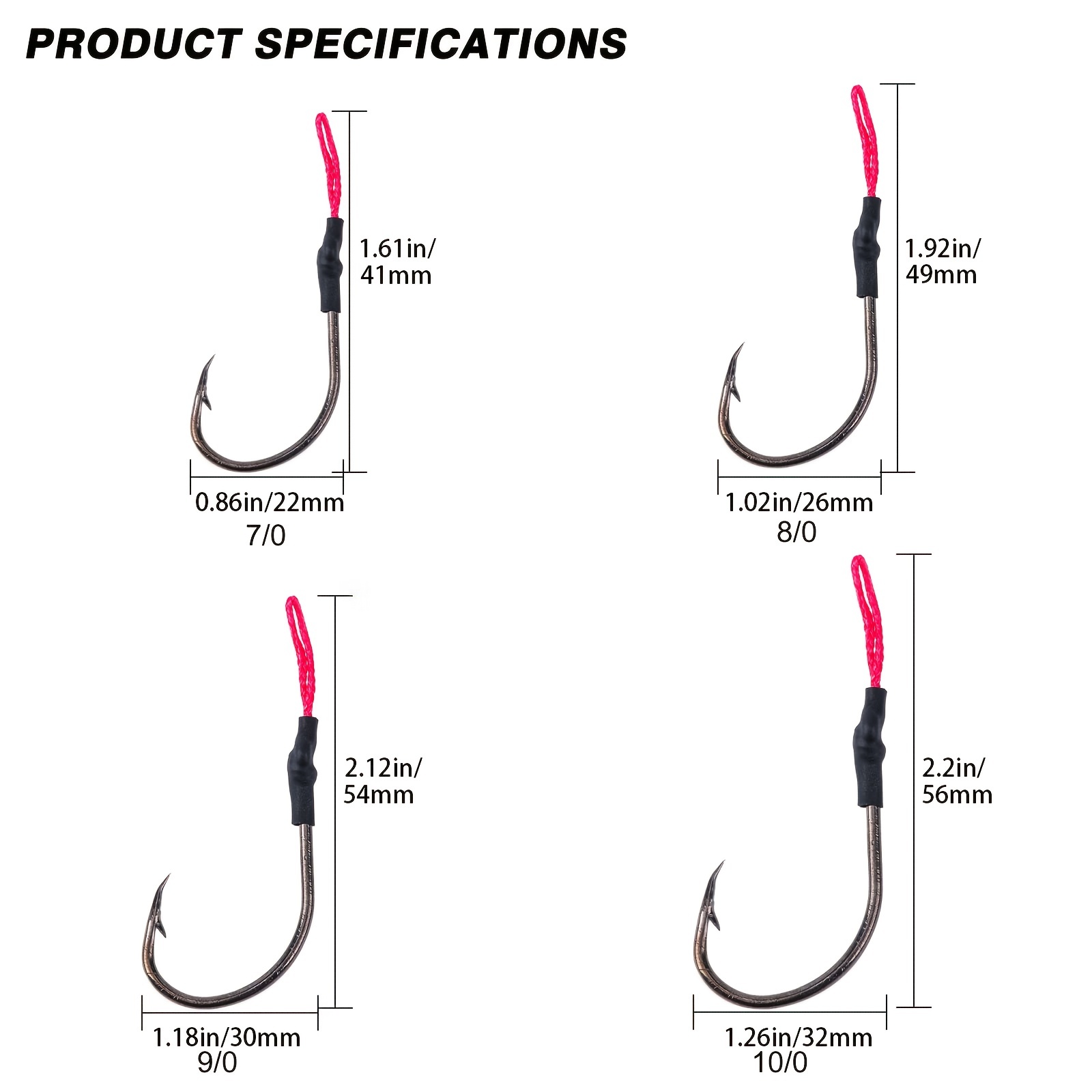 Goture Jigging Double Fishing Assist Hooks Size 7/0,8/0,9/0,10/0