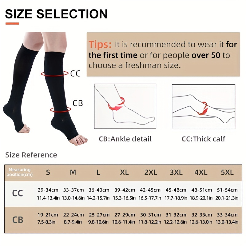 Manga de compresión de pantorrilla para mujer, 2 pares de calcetines de  compresión sin pies de 20-30 mmHg para hinchazón de espinillas, venas