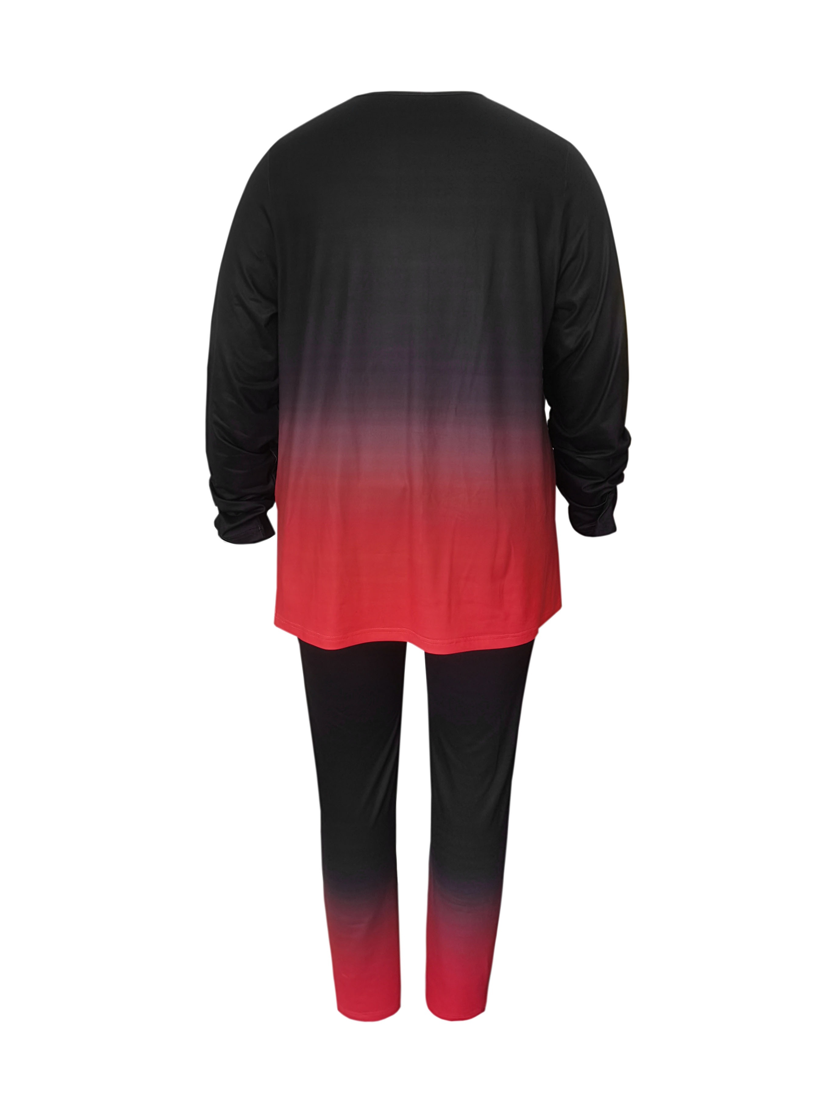 Red Black Fade Ombre Long Sleeve Shirts