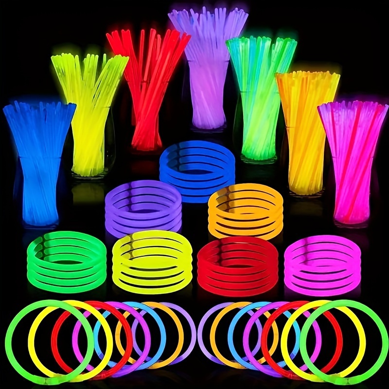 Paquete de 80 pulseras LED, 6 pulseras que brillan en la oscuridad,  pulseras de luz intermitente para niños y adultos, pulsera de palo  brillante para