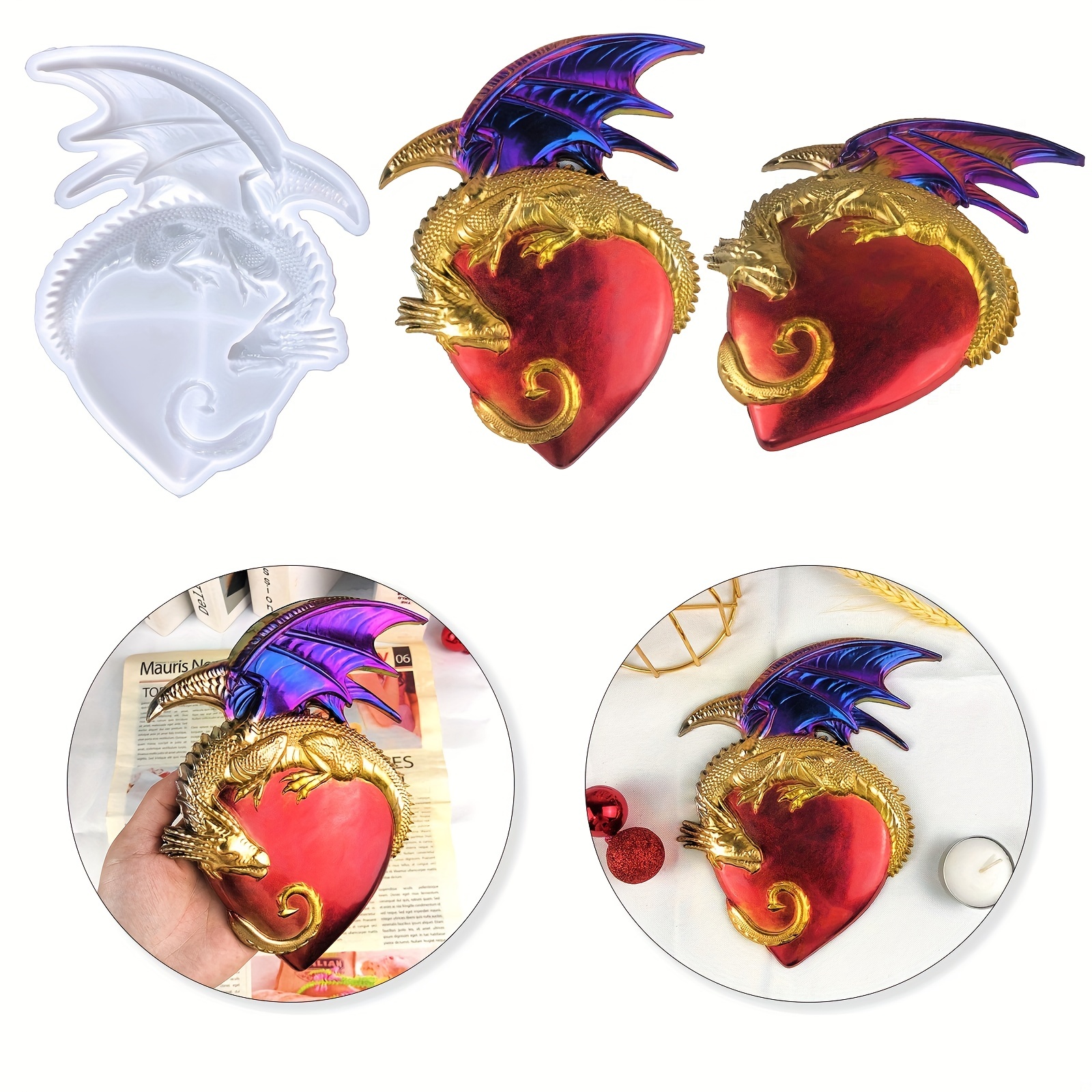 Heart Shaped Dragon Decorative Silicone Mold Diy Lovely - Temu