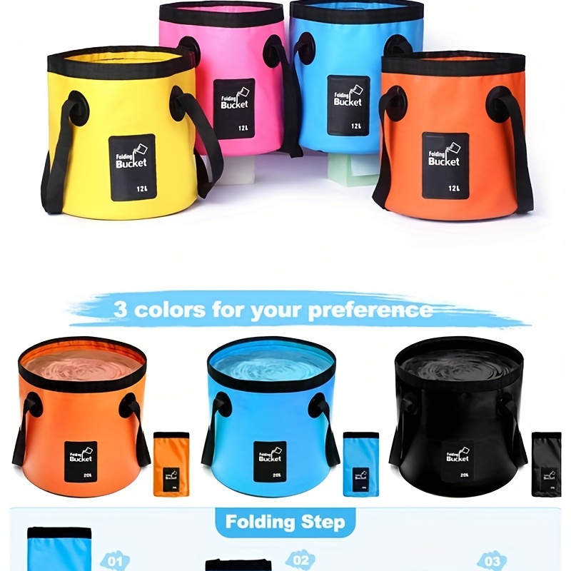 2 Pcs Collapsible Bucket with Lid Portable Folding Water Bucket Lightweight  Water Bucket Bag 5 Gallon Collapsible Water Container with 2 Pcs Carry Bag