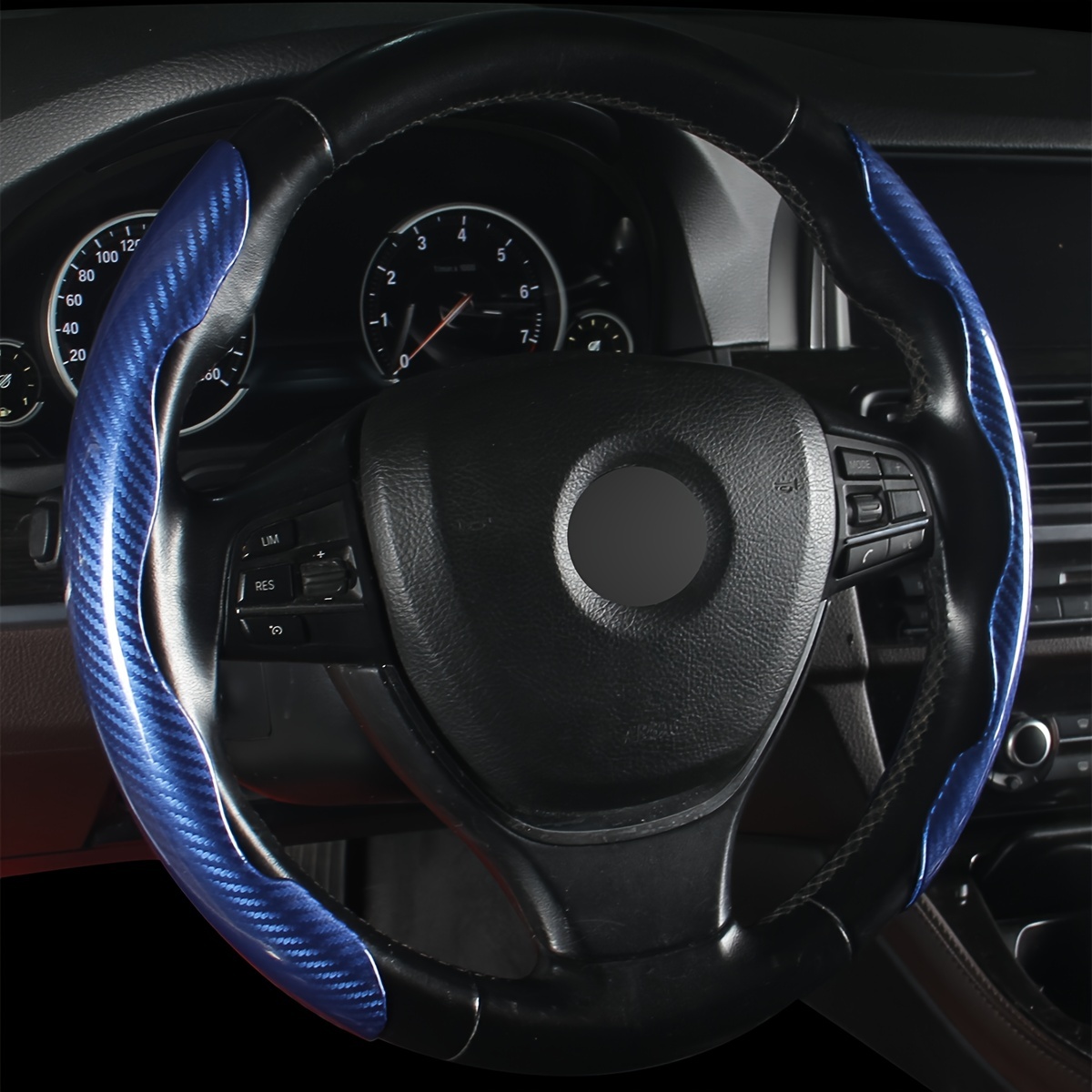 Dark Blue Two-section Snap-on Car Steering Wheel Cover - Temu
