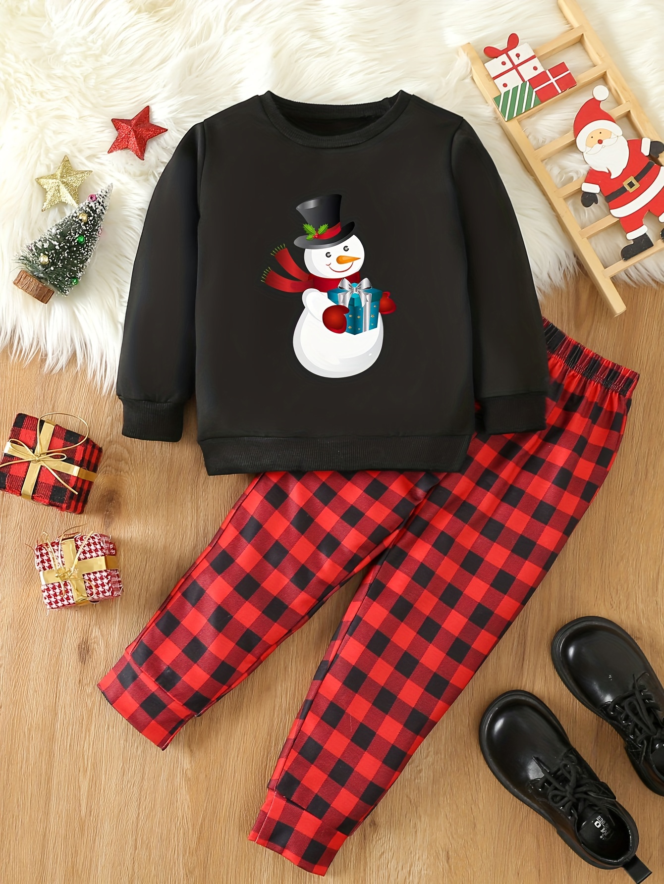 Conjunto Ropa Niña Estampado Muñeco Nieve 2 Piezas Top Manga - Temu Chile