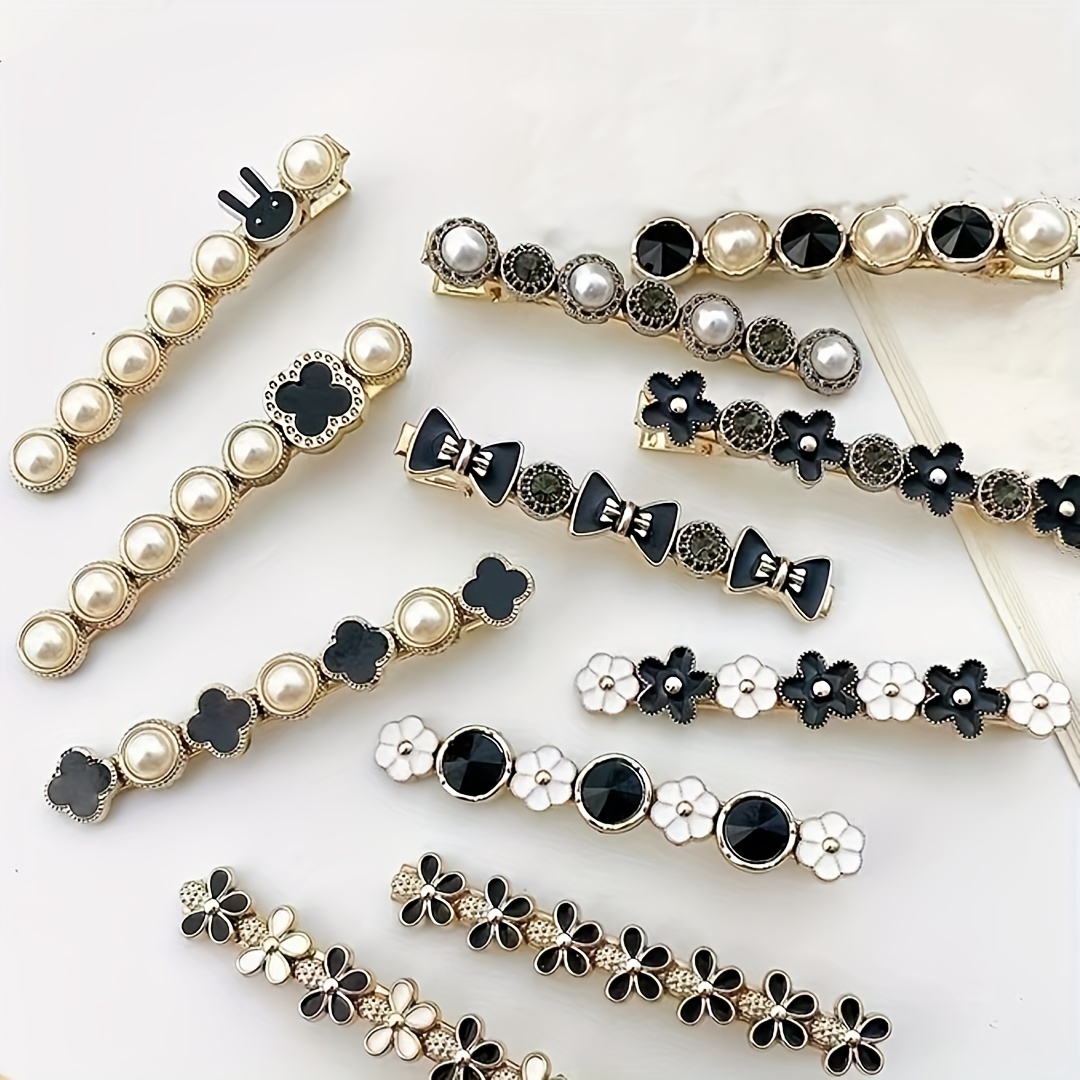 Faux Pearl Flower Hair Clip Duck Bill Clip