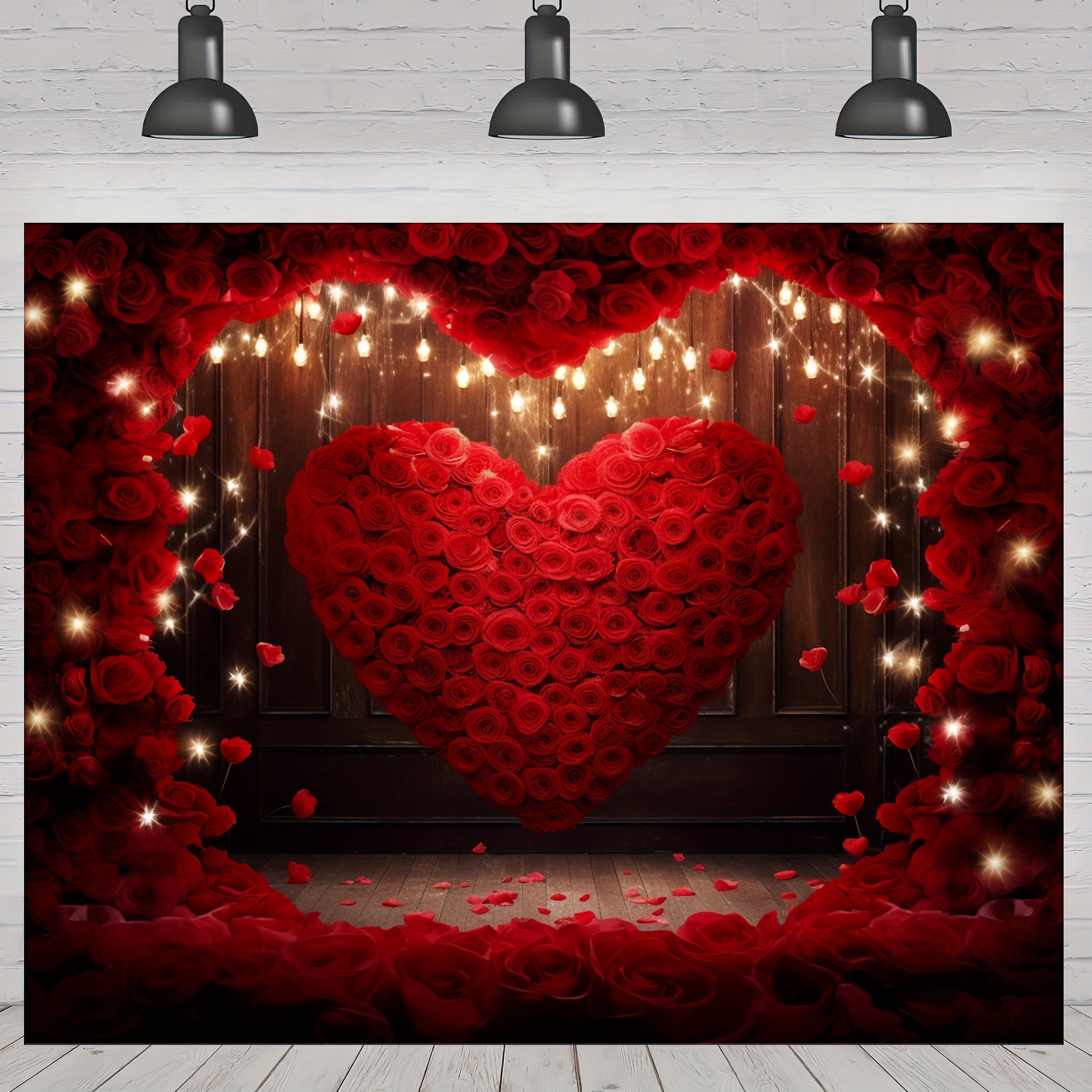 Decoración del día de San Valentín Fondo de fiesta de San Valentín  Corazones de oro rojo guirnalda de boda de papel Guirnalda de San Valentín  Decoraciones de despedida de soltera 