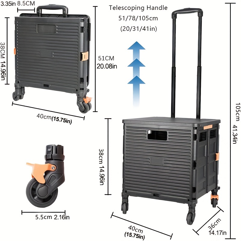 1 Carrito Almacenamiento Plegable Exteriores 4 Ruedas Mango - Temu