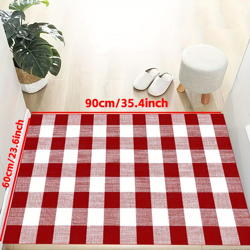 Christmas Holiday Decoration Floor Mat Square Buffalo Plaid - Temu