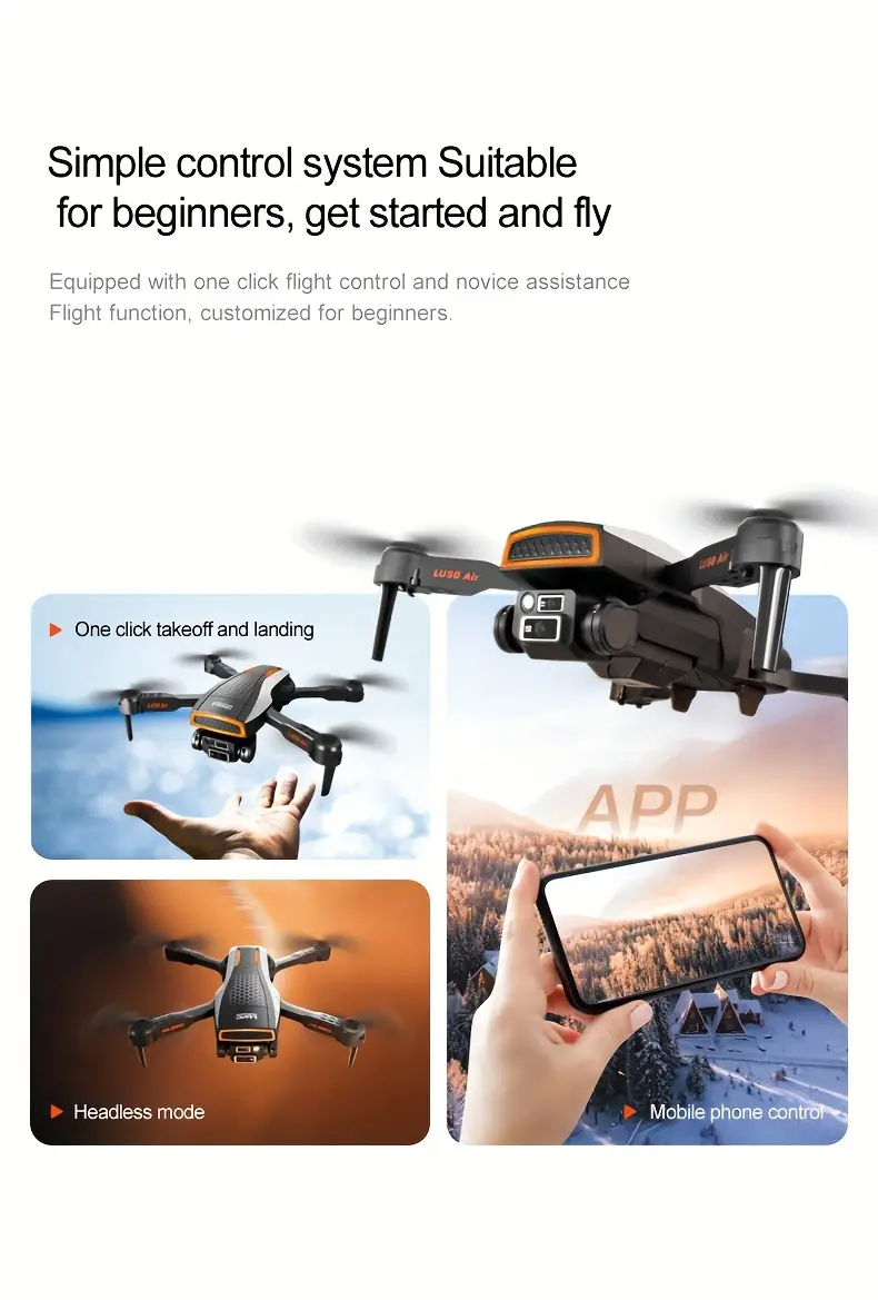 lu50 drone equipped with esc high definition hd electronic governor dual camera four sided obstacle avoidance cool lighting one key takeoff landing 360 rolling stunt details 14