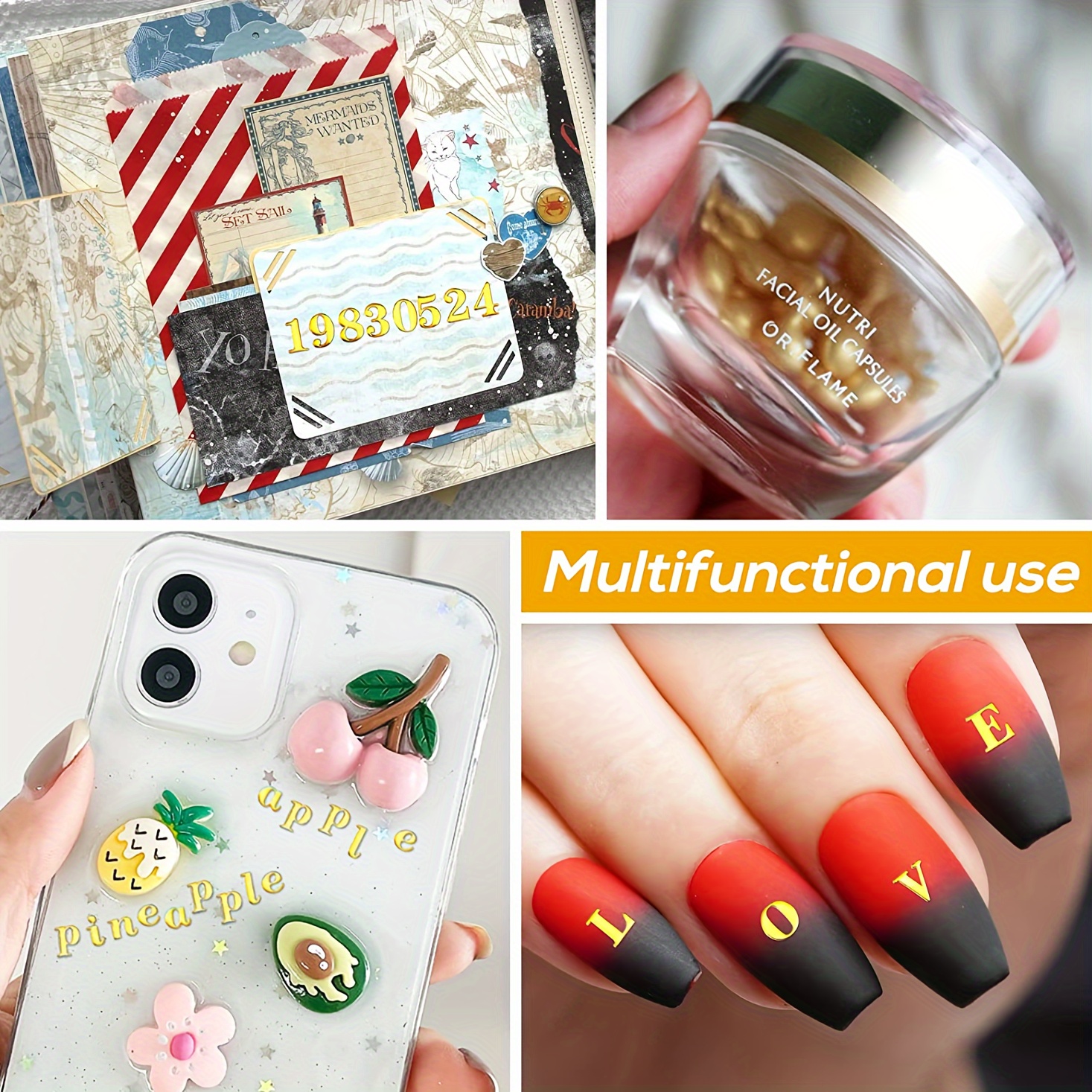 6-Pack Metal Stickers for Nail Art and DIY Projects