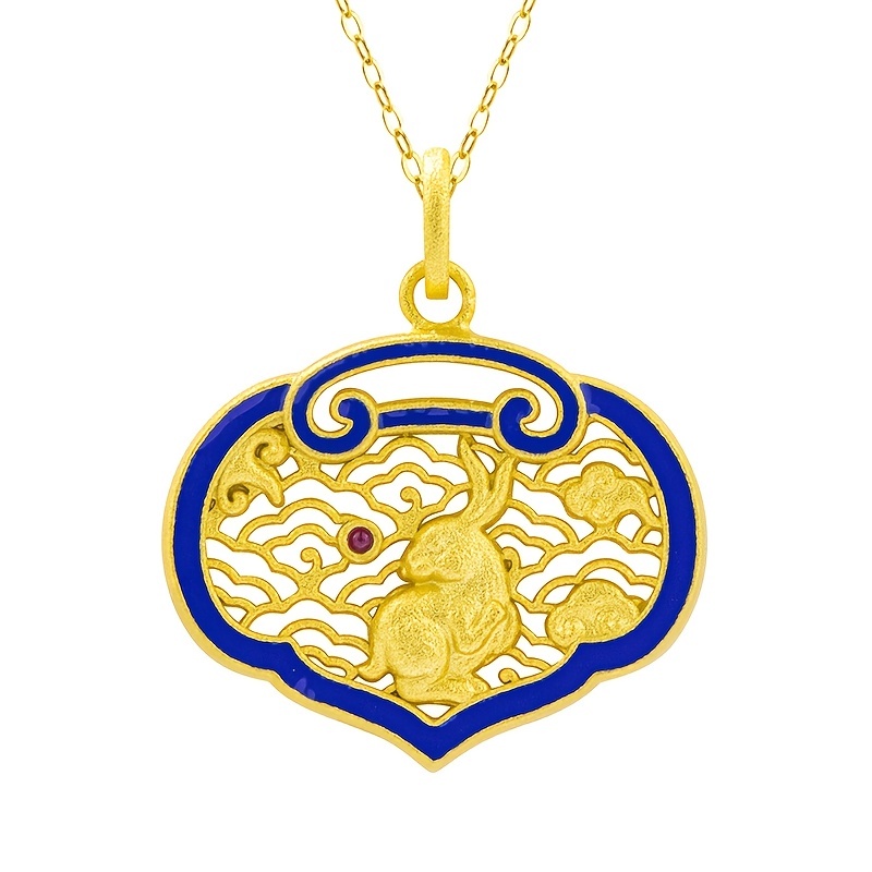 24k Yellow Pendant Accessories, 24k Yellow Gold Lucky Pendant