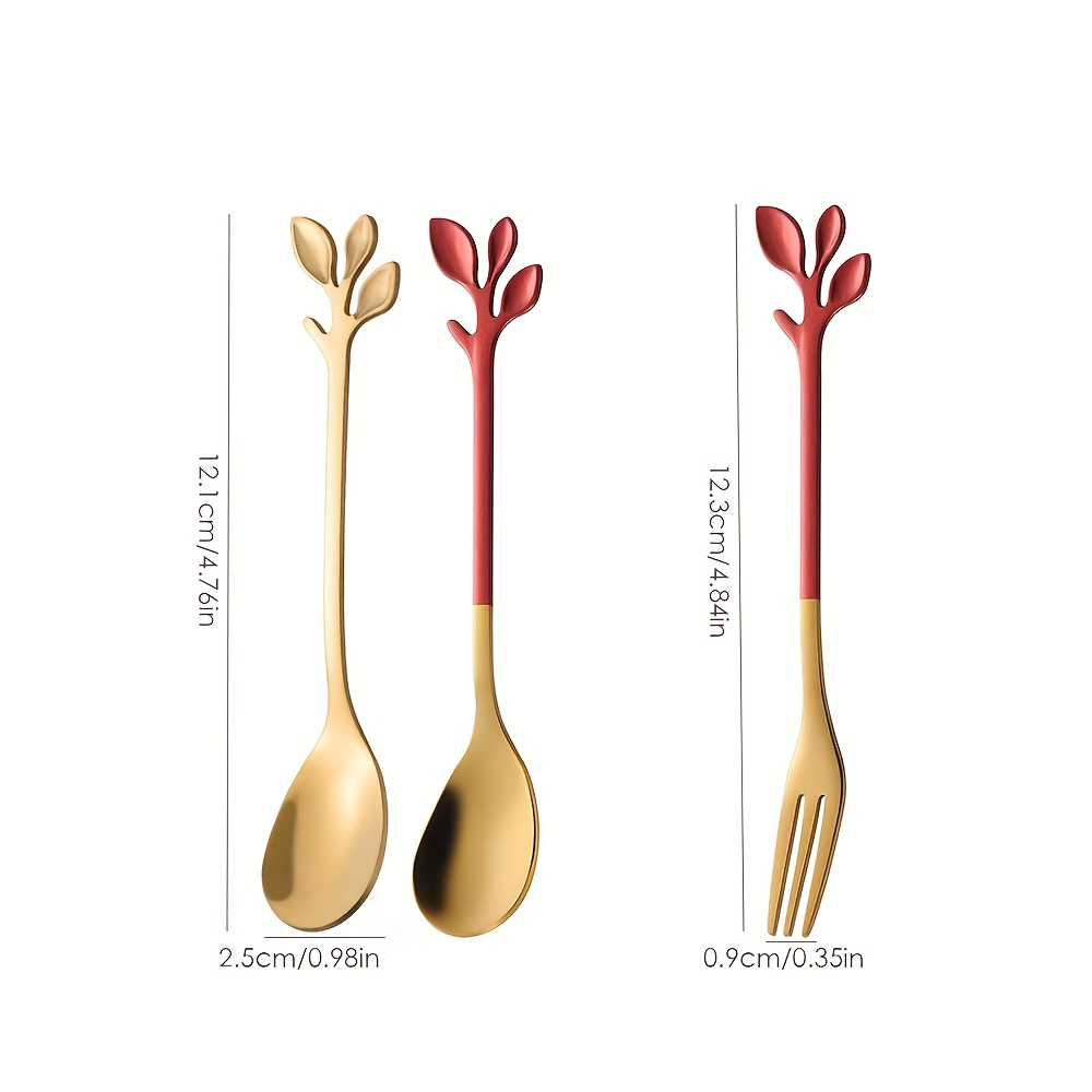 6pcs 4.72in Cuillère à café en feuille d'or en acier - Temu France
