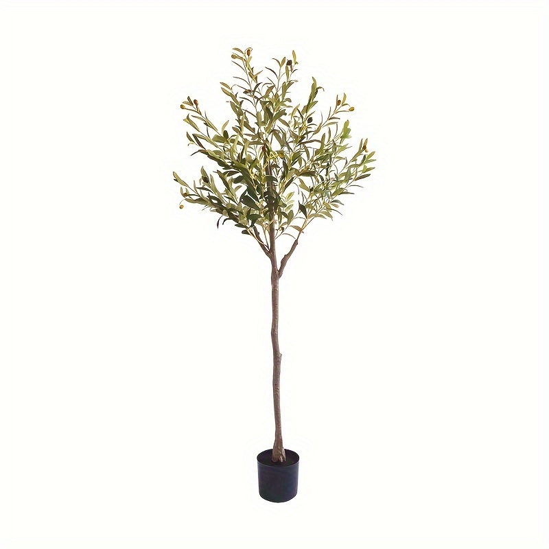  Ruwenus Árbol de olivo artificial de 5 pies (59 pulgadas) de  alto, ramas y frutas de olivo falso, árbol de seda de olivo sintético  grande con maceta, árbol artificial para interiores
