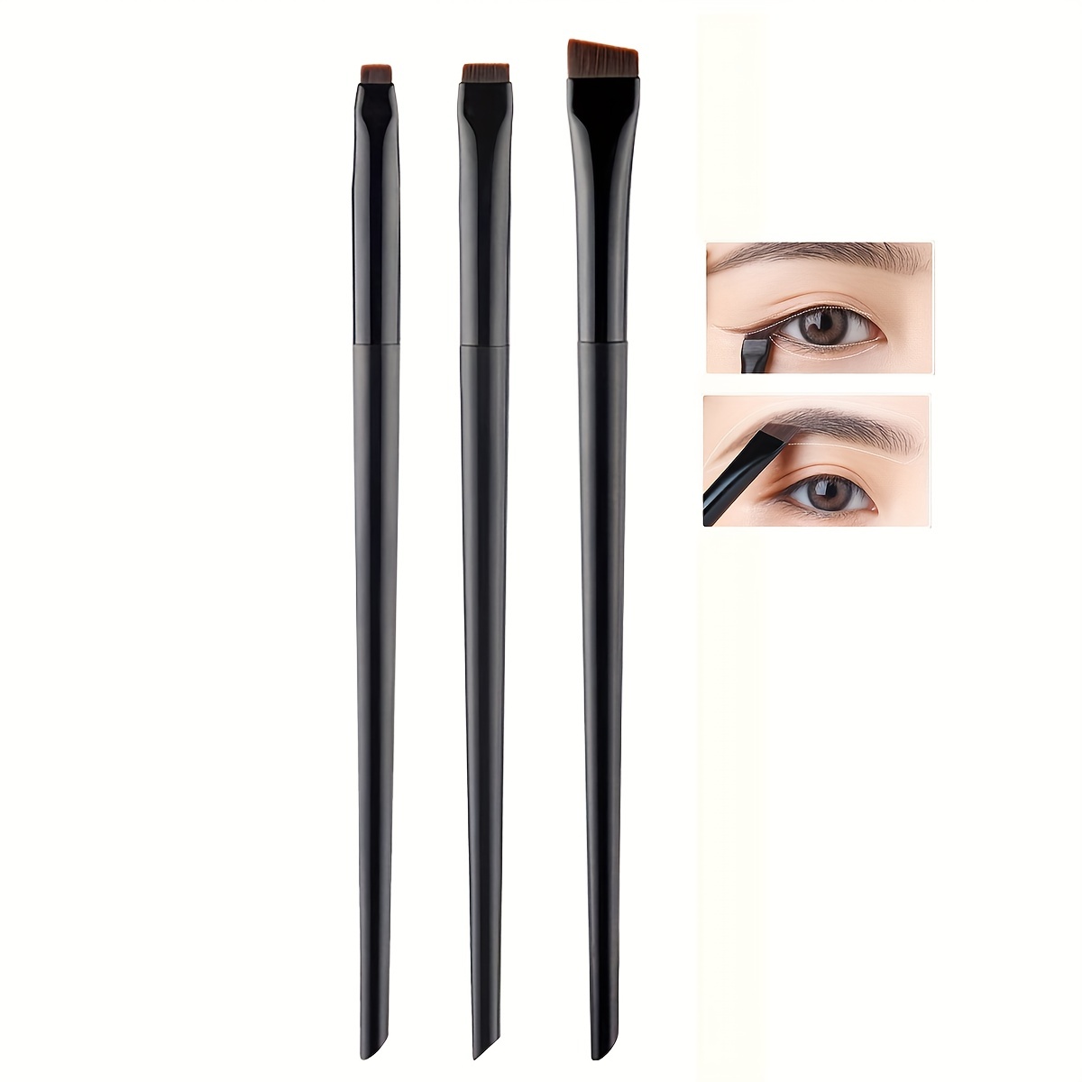 Fine Angled Eyeliner Brush, JASSINS Ultra thin Precision Makeup Brushes  Set, Point Eyeliner, Synthetic Bristles Eye Makeup Tool (3 Pcs)