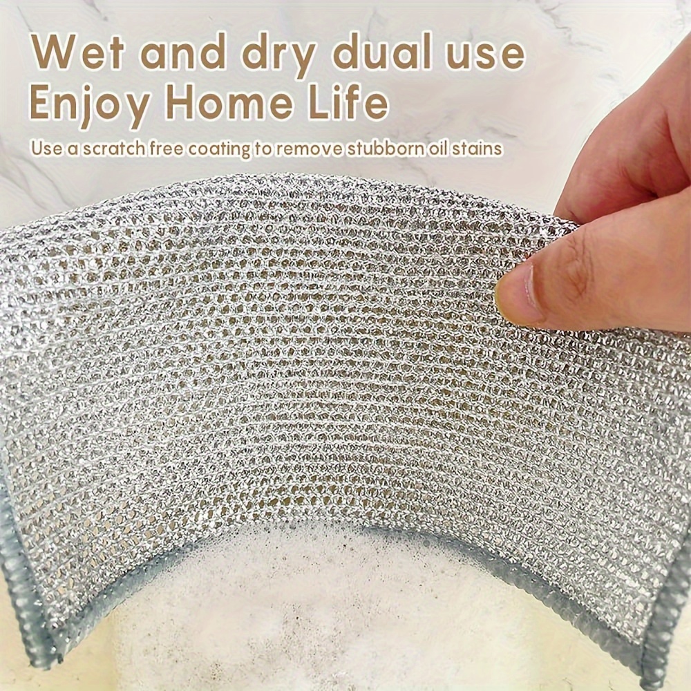 Multipurpose Wire Dishwashing Rags Wet Dry Double Stainless Steel Scrubber  Pads