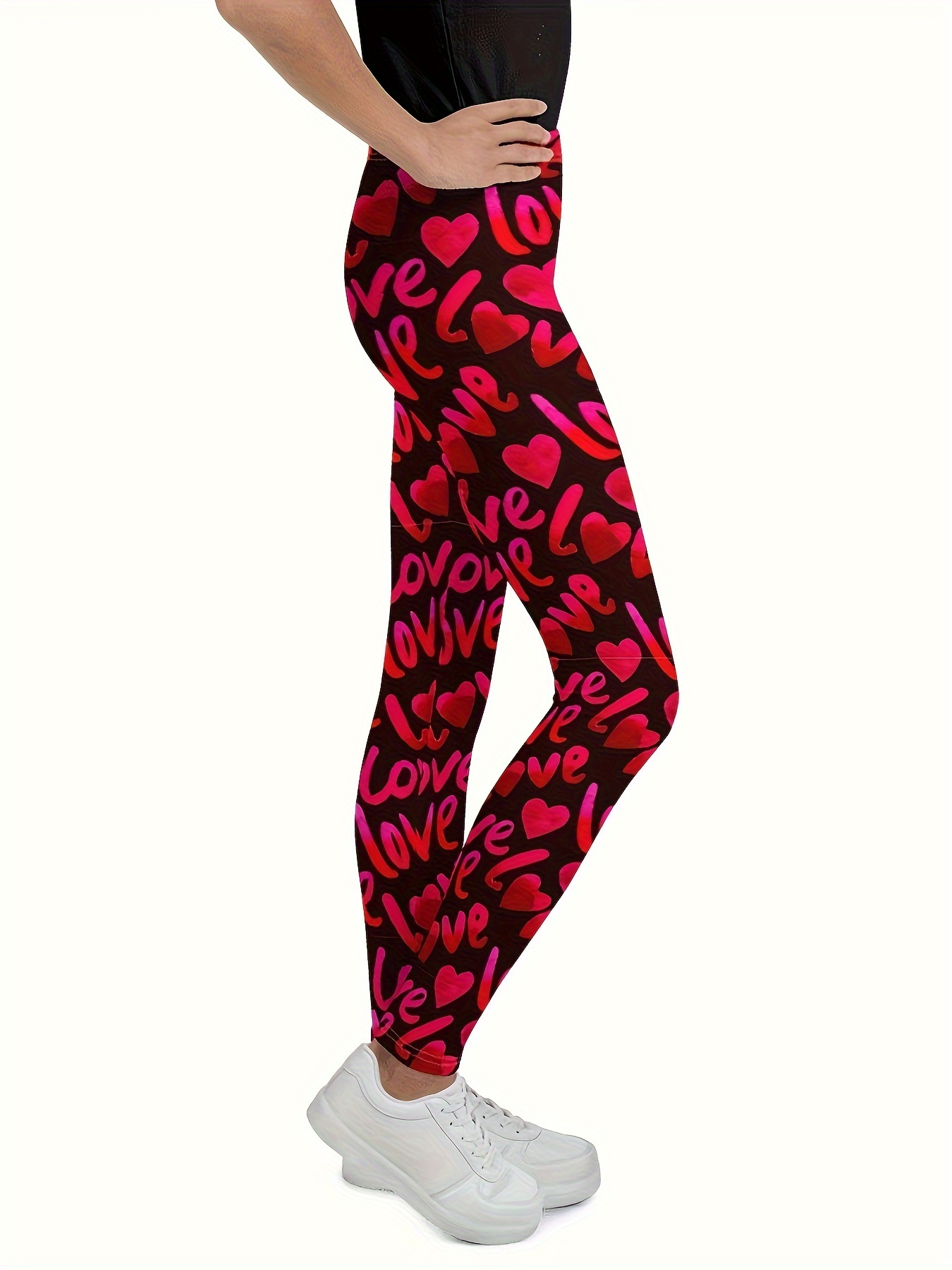 Valentine's Day Gift: LOVE Hearts Print Super Soft Leggings Pants For Girls