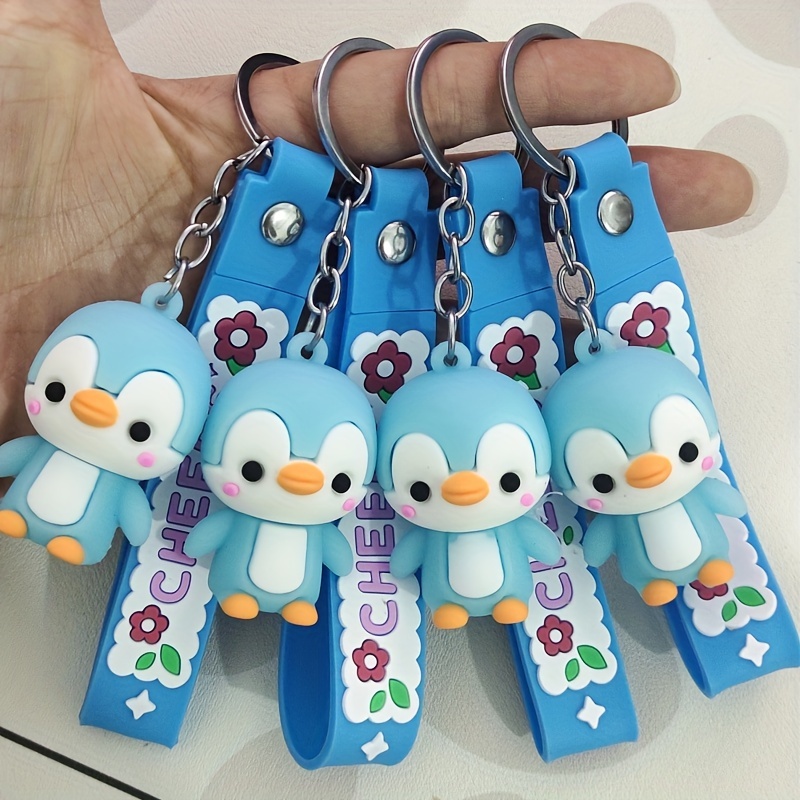 

Cartoon Three-dimensional Keychain For Men, Duck Pvc Soft Rubber Animal Penguin Pendant For Men, Student Cute Bag Ornament Key Chain, Couple Keychain