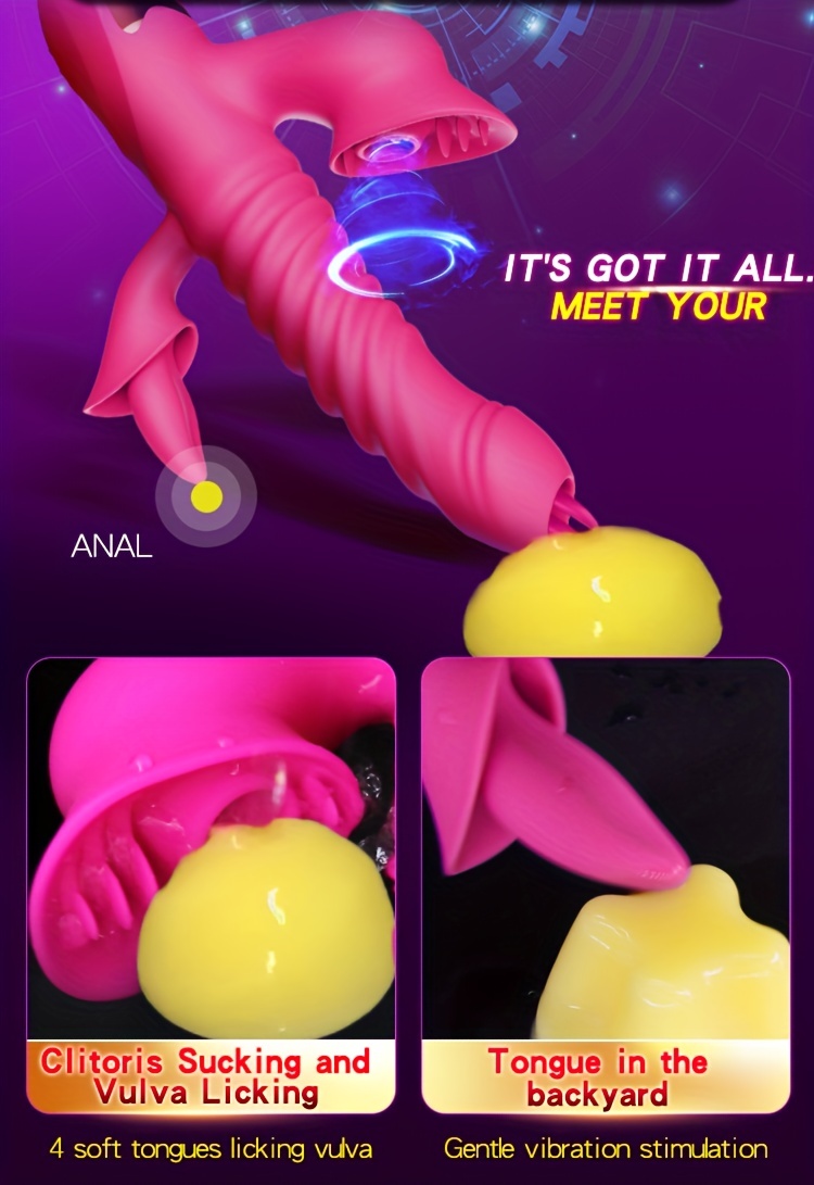 1pc female   vibrator flirting g spot tongue licking vibrator triple design vibrating swing suction licking heating multiple functions complete 7 kinds of frequency cycle switching silicone material details 0