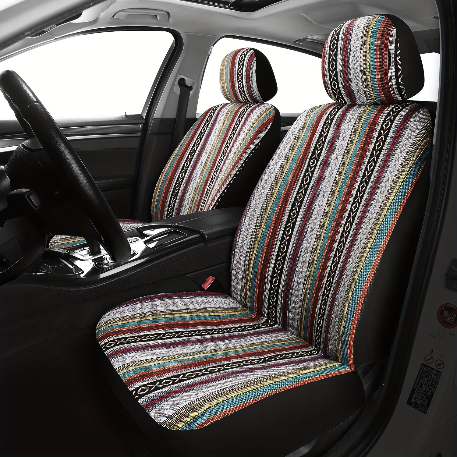  Fundas universales de asiento de coche para asientos  delanteros, funda de tela para asiento delantero de automóvil, fácil de  instalar, transpirable y lavable, fundas interiores universales para :  Automotriz