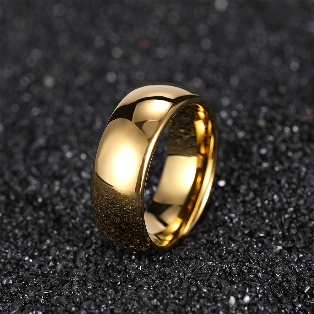 Image of 1pc 6mm Stainless Steel Wedding Ring, Easy Golden Engagement Ring