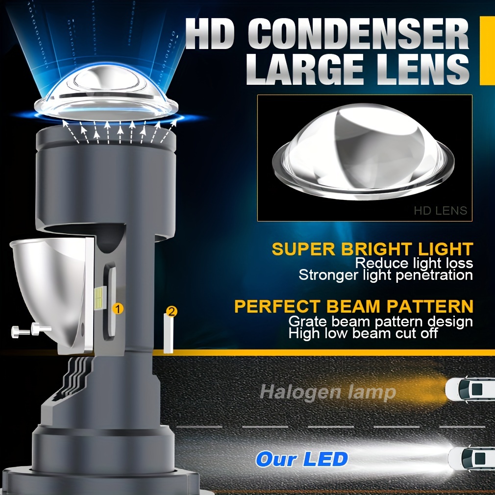 H4 Led Projectors Lens Hi/lo Beam Bulb 12v 24v Lamp Mini - Temu