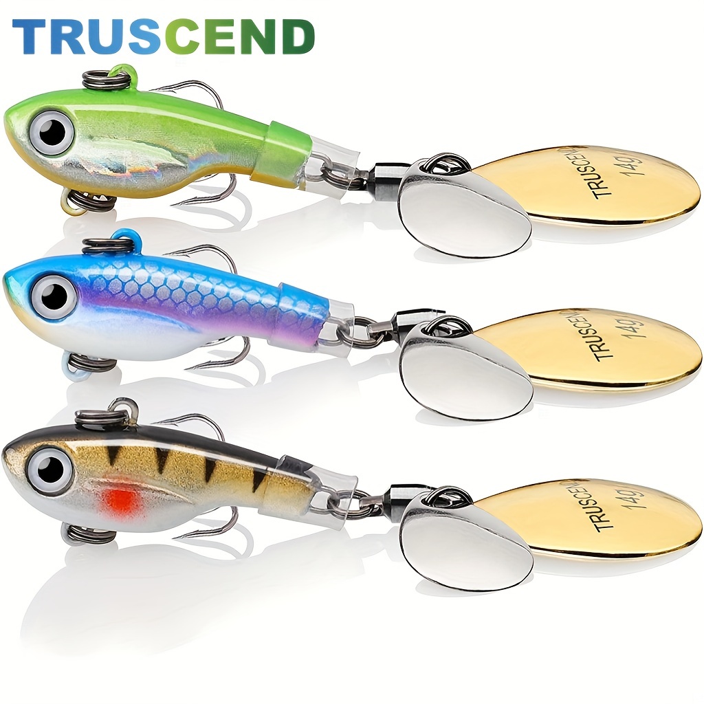 TRUSCEND Fishing Spoon with Triple Strengthened Hook, Copper Blade,High  Grade Biological Rooster Tail Fishing Spinners,Fishing Lures for Bass Trout  Crappie,Minnow Fishing Jigs for Freshwater Saltwater