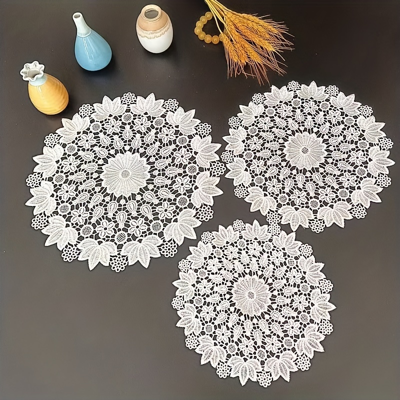 Vintage Lace Embroidered Doily Crochet Floral Fabric Anti Scalding