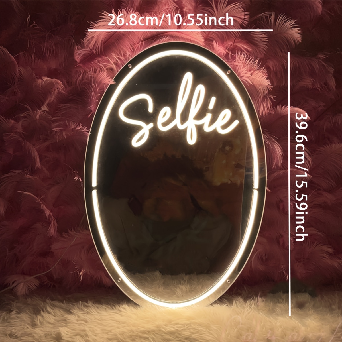 Miroir de maquillage néon ondulé, miroir de maquillage néon personnalisé,  panneau néon lumineux pour décoration de chambre à coucher, décoration  murale, panneau LED 3 couleurs (acrylique, 89 x 43 cm) : : Beauté
