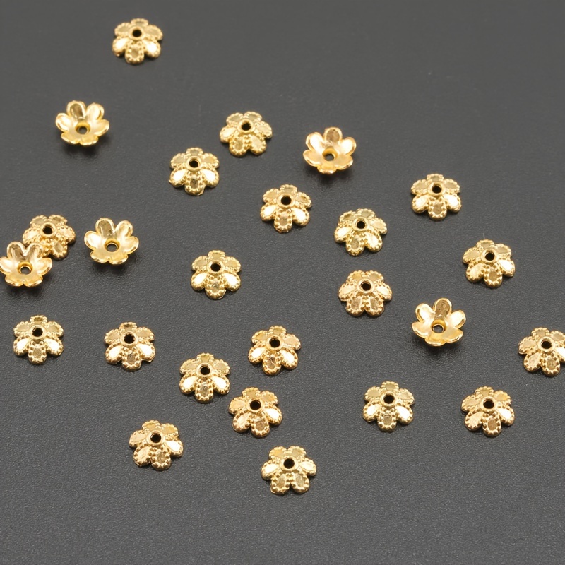 200pcs/100pcs 6mm Tassel Flower Alloy Loose Spacer Beads Petal End Caps End Bead Caps For Diy Earrings Pendants Jewelry Earrings Bracelets Necklaces Accessories Making