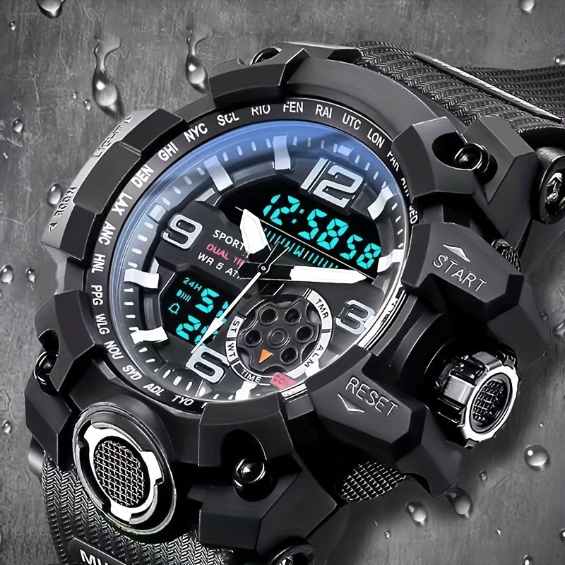 Reloj digital para hombre – Relojes deportivos militares impermeables al  aire libre cronógrafo militar relojes de pulsera para hombres con luz  trasera