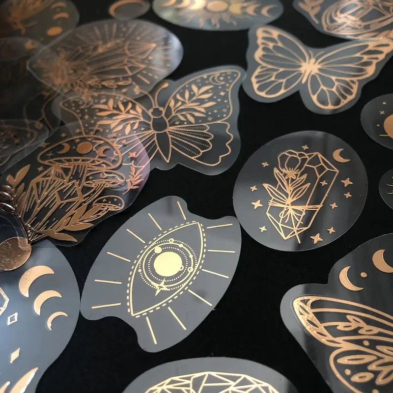 Rose Gold Stickers Transparent Pet Mysterious Butterfly Moon - Temu