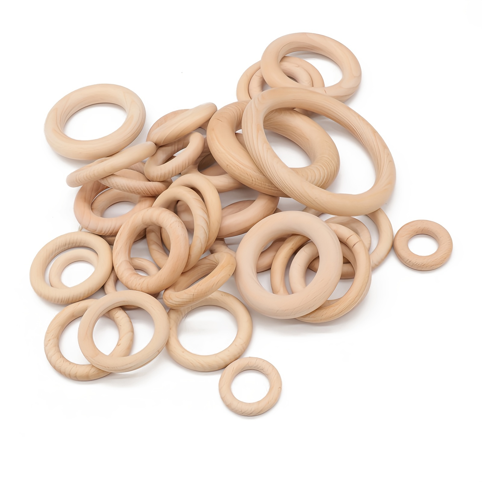 20 Pack Unfinished Natural Wooden Rings for Crafts, Macrame (2.2