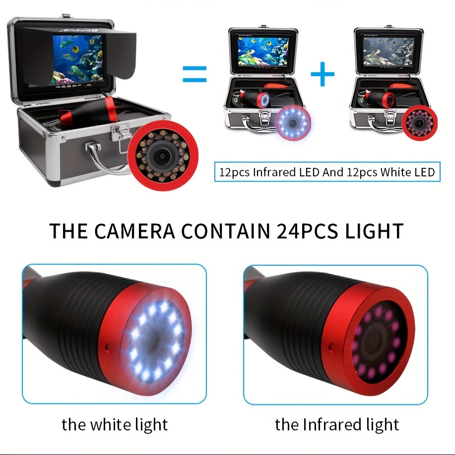 7 Inch Underwater Fishing Camera 15m Infrared 24pcs Lights