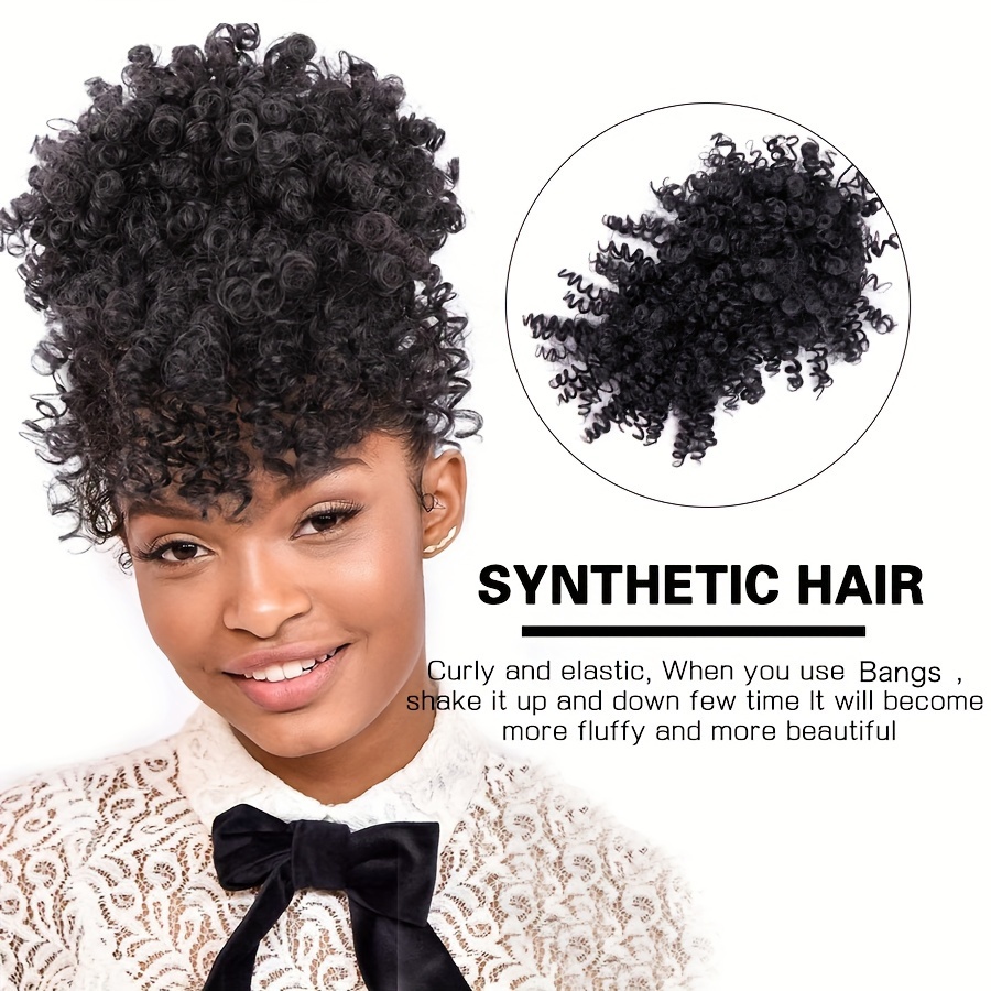 Afro Puff Drawstring Ponytail Bangs Synthetic Temu United Kingdom