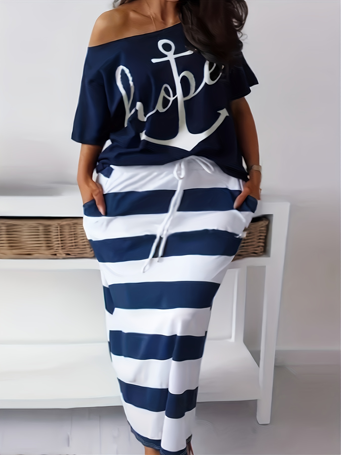 Plus Size Trendy Outfit Set Women's Plus Lip Letter Print - Temu