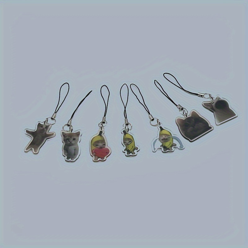 1/7pcs Cute Cat Keychain Acrylic Fun Animal Key Chain Ring Purse Bag Phone Charm Earbud Case Cover Accessories Gift,Temu