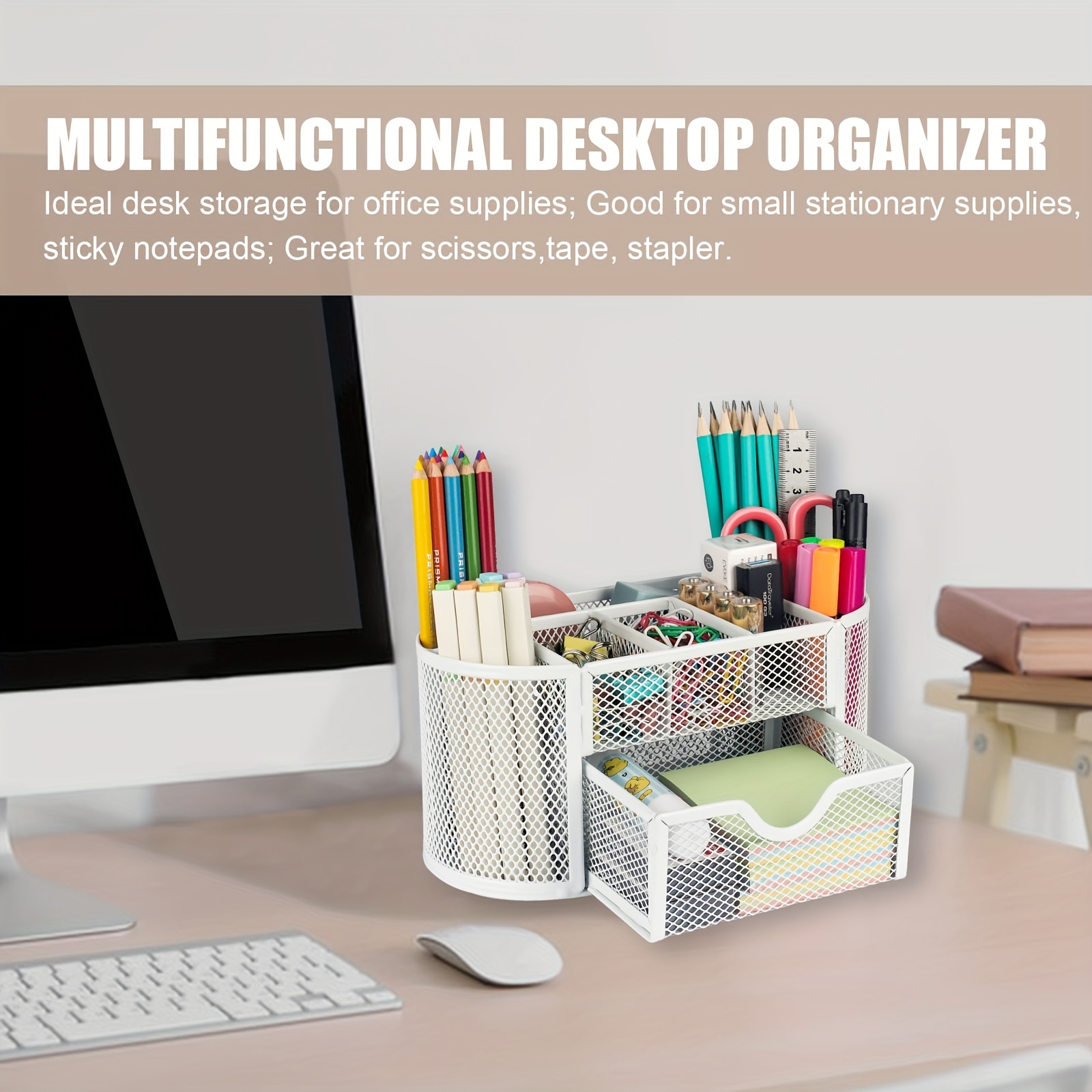 Desk Organizer Mesh Desktop Office Supplies Multi - Temu