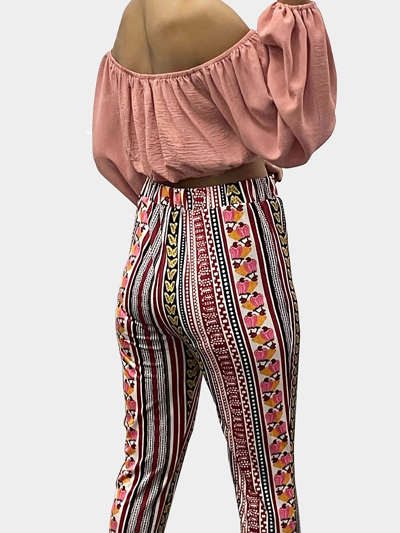 Casual Two-piece Pants Set, Crop Halter Top & Floral Print Wide Leg Pants  Outfits, Women's Clothing